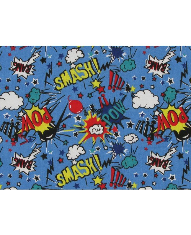 Smash Pow Cotton Print, Turquoise