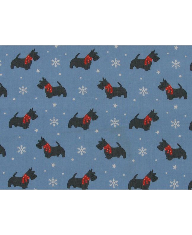 Snowflake Schnauzers Polycotton Print, Blue