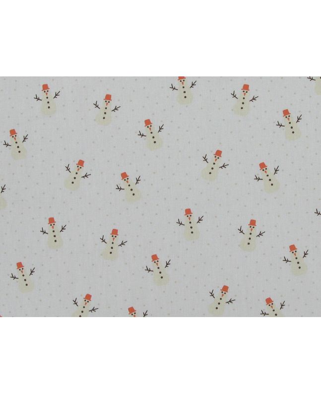 Snowman Hats Cotton Poplin Print, White