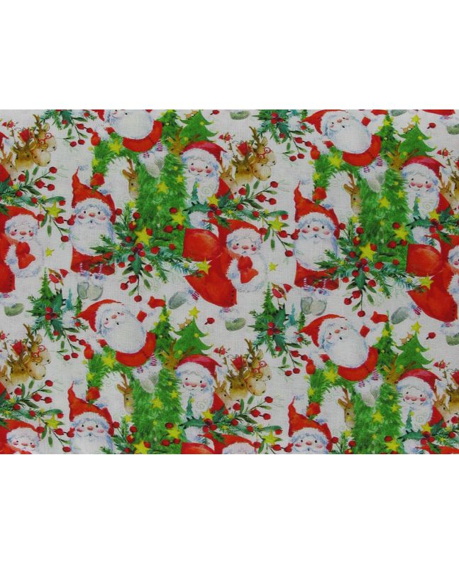 Snowman Santa Cotton Print