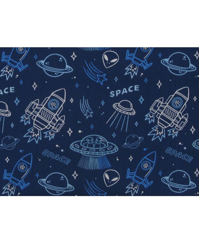 Space Jam Polycotton Print, Blue