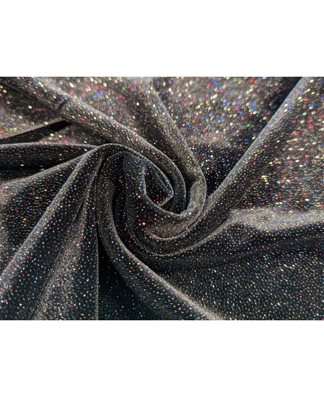 Spandex Plush Stretch Velour, Glitter Rainbow