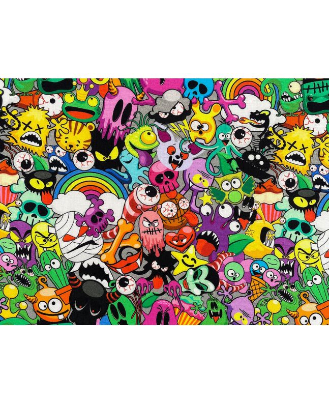 Spooky Doodles Cotton Print