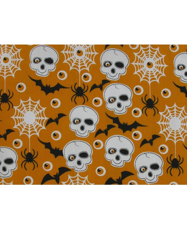 Spooky Eyes Polycotton Print, Orange