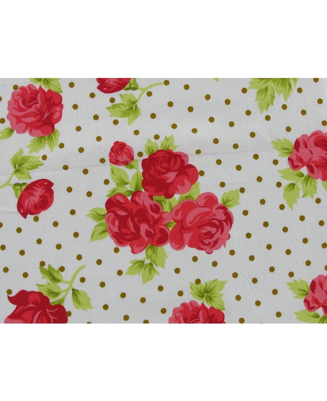Spotted Rose Cotton Print, Gold Spot