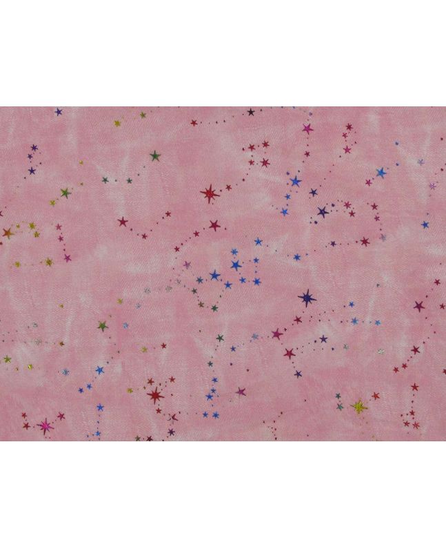 Starry Night Embossed Printed Chambray, Pink