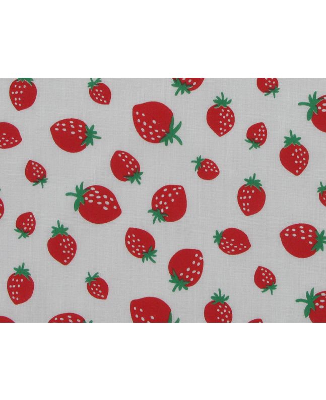 Strawberry Boost Polycotton Print, White