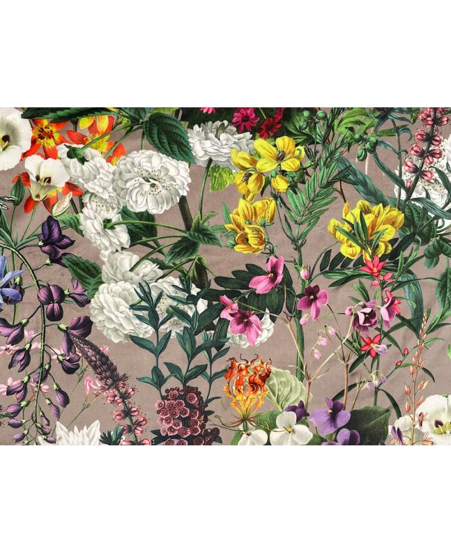 Summer Flora Printed Velvet, Dove