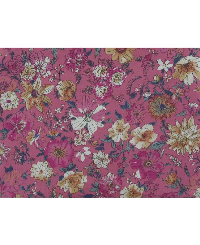 Summer Garden Sketch Cotton Print, Pink