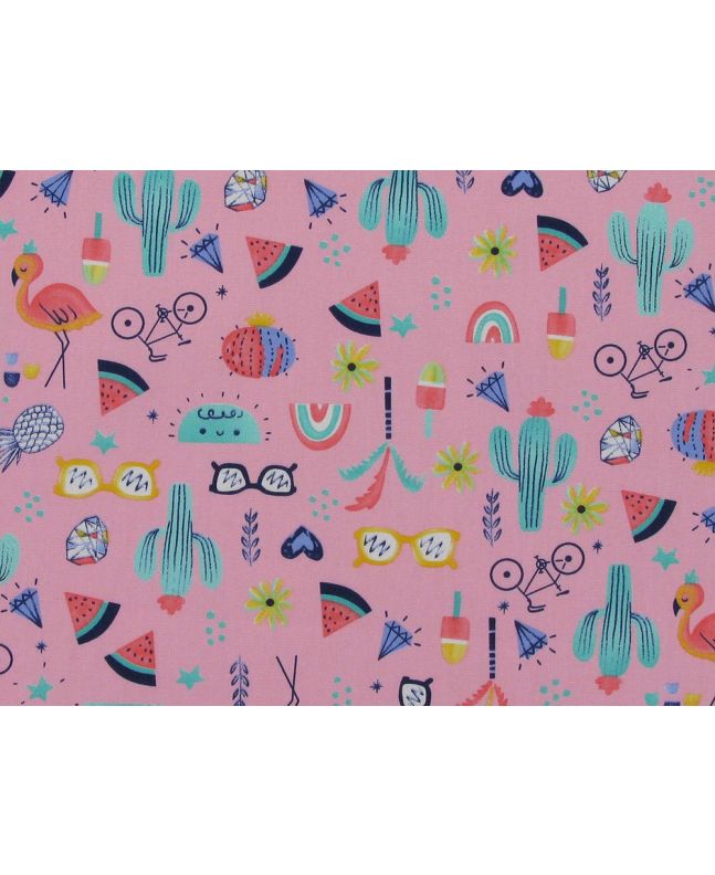 Summer Icons Cotton Poplin Print, Pink