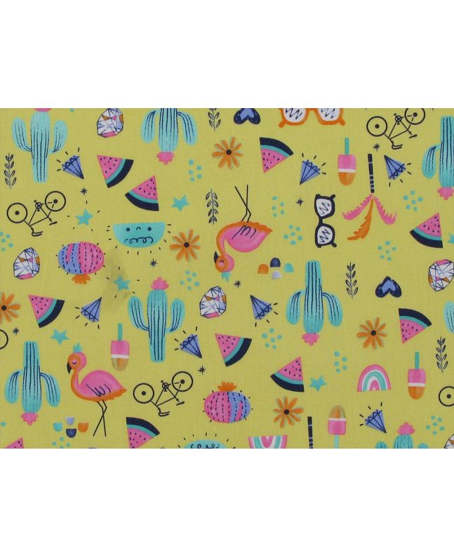 Summer Icons Cotton Poplin Print, Yellow