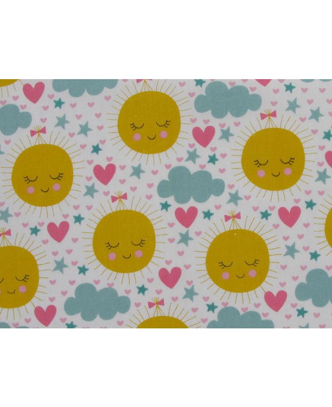 Sunshine Smilies Polycotton Print