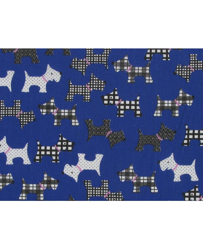 Terrier Collar Polycotton Print, Royal