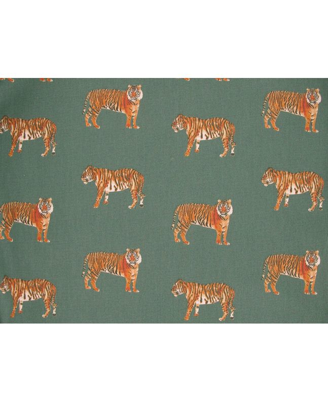 Tiger Prowl Cotton Curtain Fabric, Teal