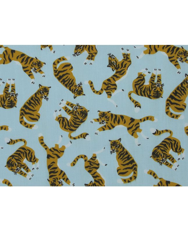 Tigers Prowl Polycotton Print, Sky