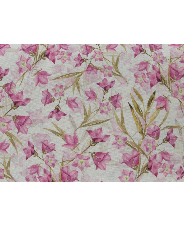 Tulip Vines Linen Blend Print, Pink