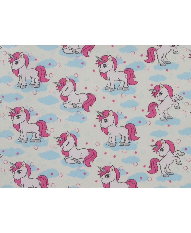 Unicorn Dreams Cotton Poplin  Print, Ivory