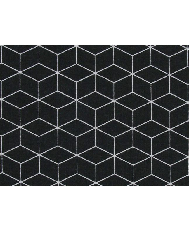 Geometric Cube Cotton Print, Black