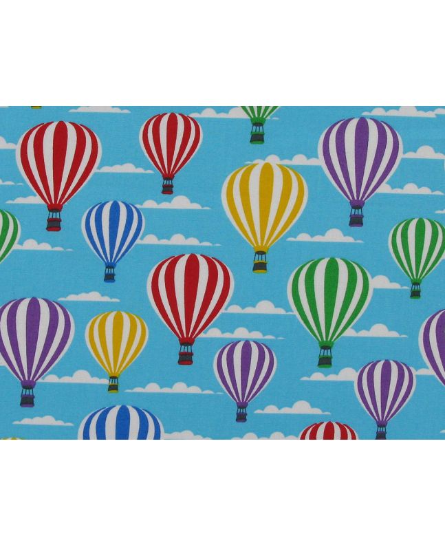 Hot Air Balloon Cotton Poplin Print, Turquoise
