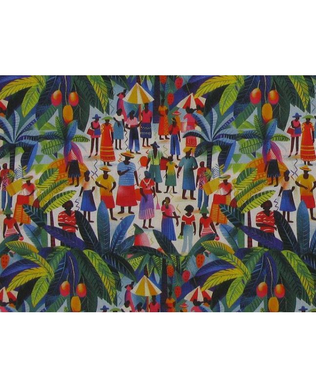 Vibrant Africa Cotton Poplin, Palm Party