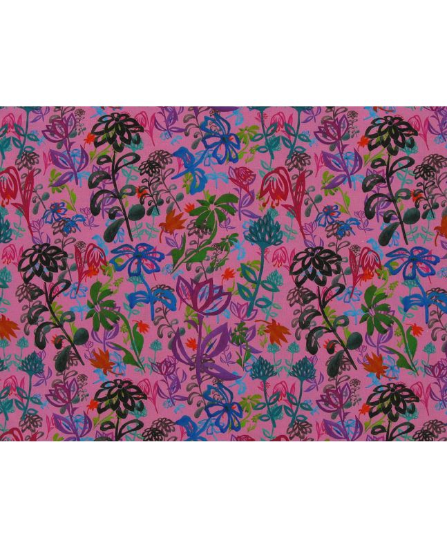 Vibrant Fleur Cotton Print, Pink