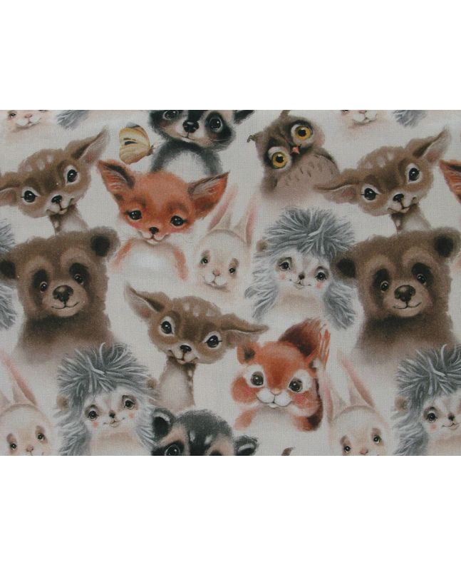 Watercolour Animal Babies Cotton Print