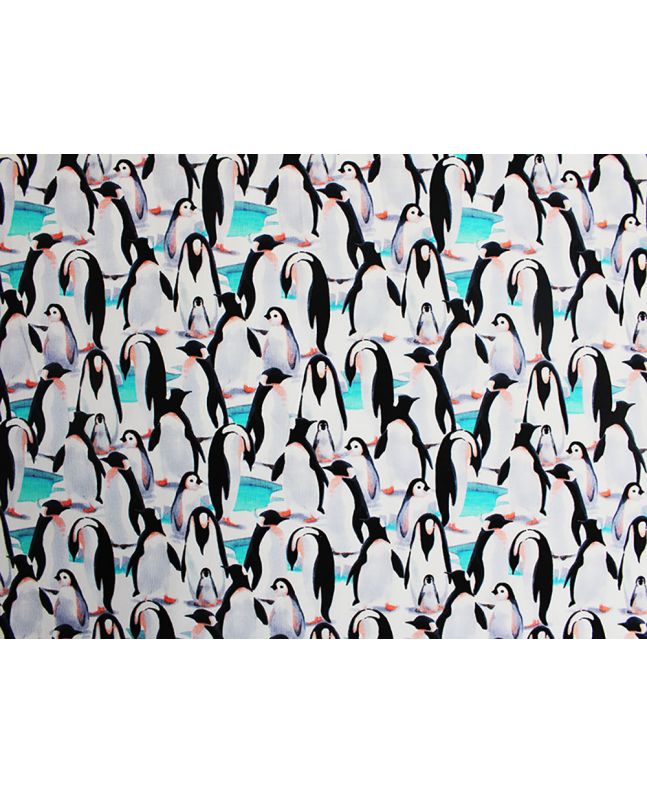 Watercolour Penguins Christmas Cotton Jersey