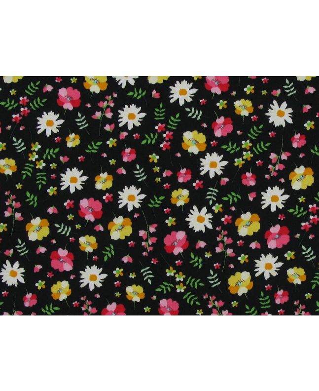 Watercolour Poppy Garden Cotton Poplin Print, Black