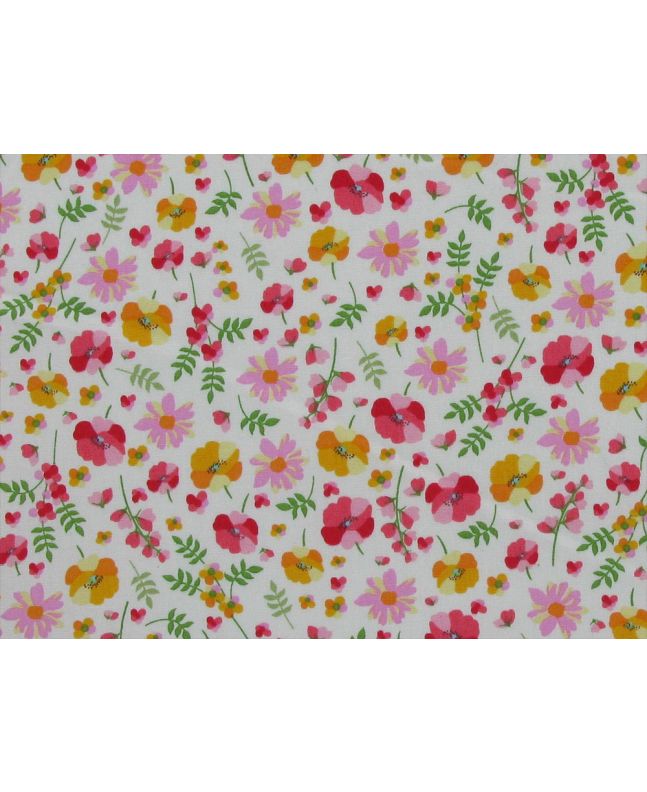 Watercolour Poppy Garden Cotton Poplin Print, Ivory