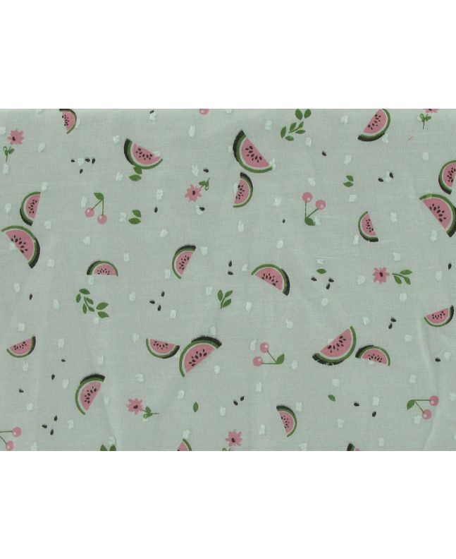 Watermelon Dobby Lawn Print, Mint 