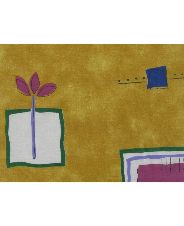 Wide Width Polycotton Sheeting, Flower Block, Yellow