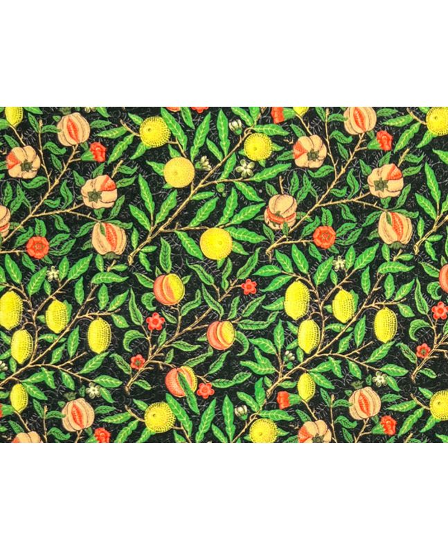 William Morris Pomegranate Cotton Percale Print, Black