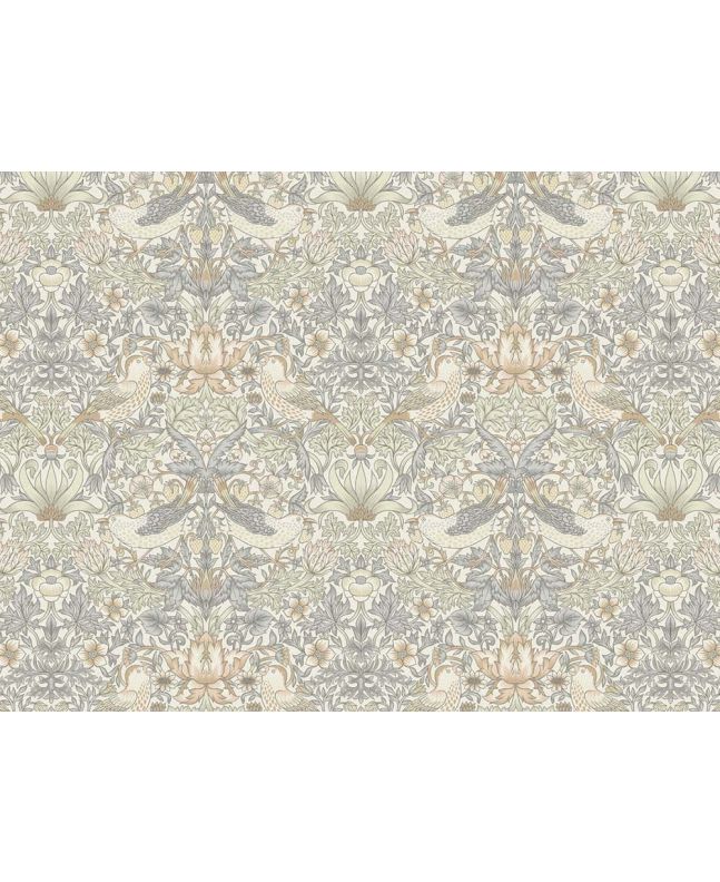 William Morris Strawberry Thief Cotton Panama, Natural