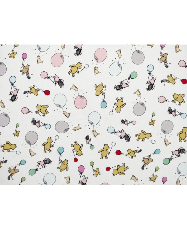 Winnie The Pooh Balloons Cotton Percale Print, Ivory