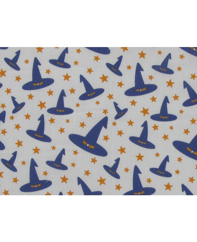 Witches Hat Polycotton Print, White