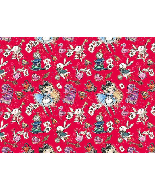 Wonderland Dance Cotton Print, Red