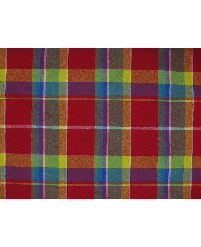 Woven Cotton Madras Check, Red
