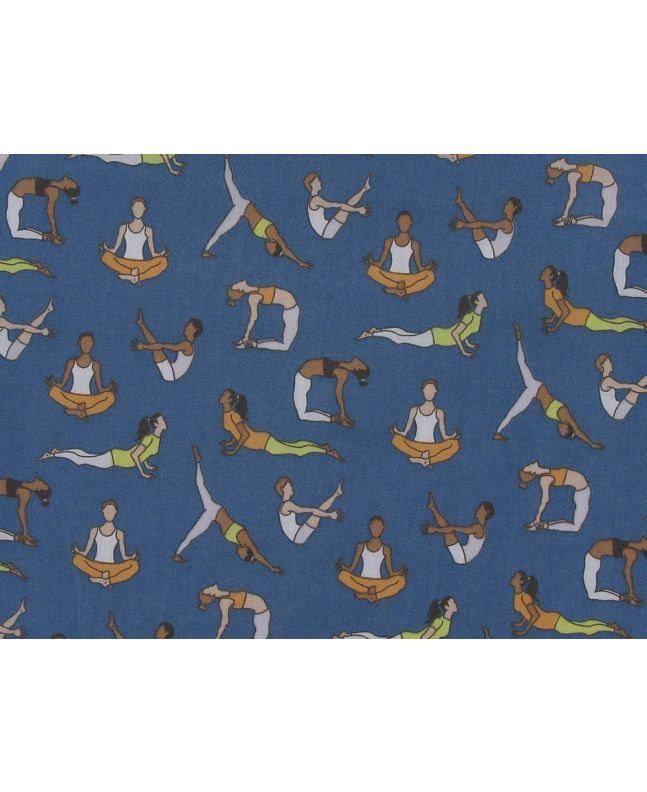 Yoga Pose Polycotton Print, Navy