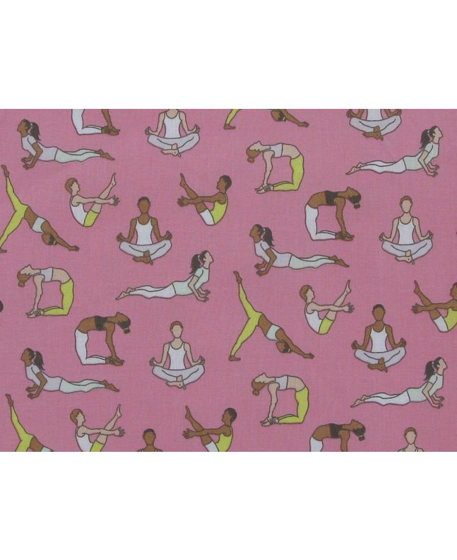 Yoga Pose Polycotton Print, Pink