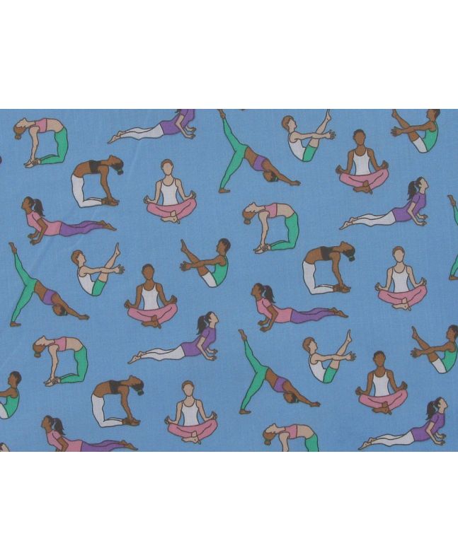Yoga Pose Polycotton Print, Sky