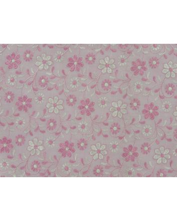 Rose Flora Embroidered Polyviscose Blend, Pink