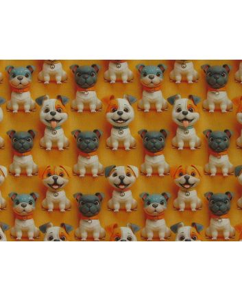 3D Fantasy Cotton Print, Cheerful Pups