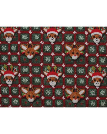 3D Fantasy Cotton Print, Christmas Crochet Reindeer