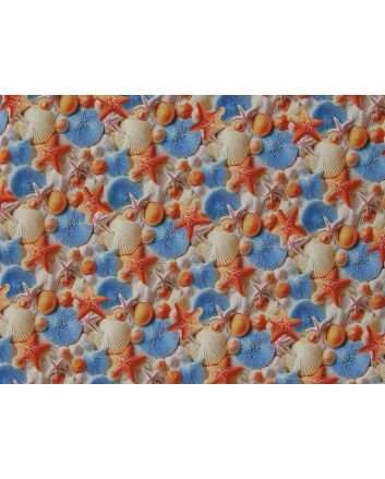 3D Fantasy Cotton Print, Sea Shells
