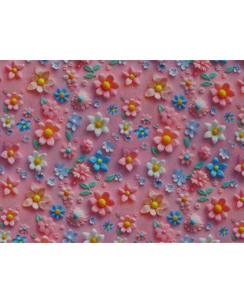 3D Fantasy Cotton Print, Summer Garden