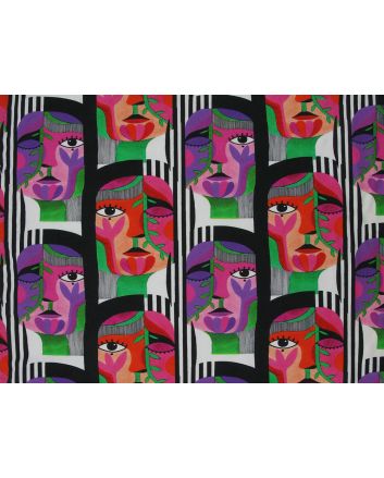 Abstract Faces Stripe Cotton Jersey Print