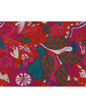 Abstract Flora Viscose Print, Orange