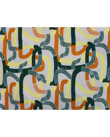 Abstract Link Printed Linen Blend