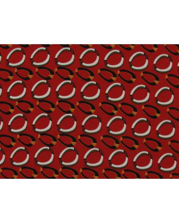 Abstract Rings Crepe De Chine, Red