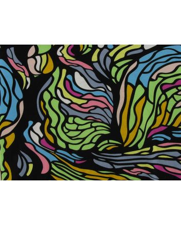 Abstract Shapes Viscose Jersey Print, Black